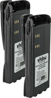Produktbild von vhbw 2x Akku kompatibel mit Motorola GP280, GP328, GP240, ATS2500, GP1280, GP140, GP320 Funkgerät, Walkie Talkie (1500 mAh, 7,2 V, NiMH) + Gürtelclip