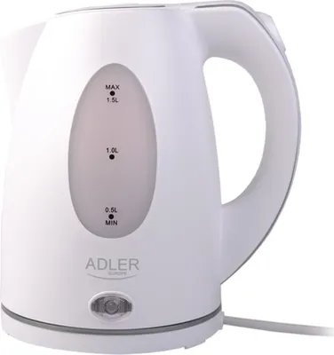 Produktbild von Adler AD1207, 1,5 l, 2000 W, Weiß, Wasserstandsanzeige, Drahtlos, Filterung