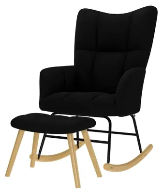 Produktbild von Schaukelstuhl mit Fußstütze, Schaukelstuhl, Schwarz, Stoff