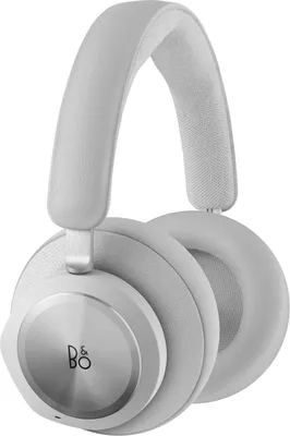 A pair of light gray over-ear headphones with a silver accent on the earcups.