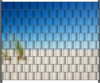 Produktbild von Wallario Zaunsichtschutz mit Motiv Sandstrand unter blauem Himmel für Ein- und Doppelstabmatten Zäune in der Größe 250 x 200 cm