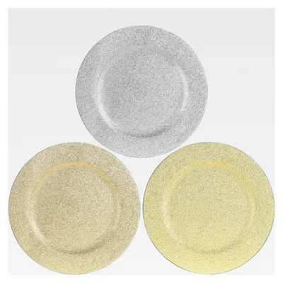 Produktbild von 3x Platzteller - wiederverwendbare Unterteller als Tischdekoration - Dekoteller für Hochzeit, Familienfeier oder Weihnachten - Ø 33 cm