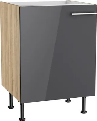 Produktbild von Optifit Spülenschrank Jonte984 BxTxH 60 x 58,4 x 87 cm anthrazit glänzend zerlegt Anschlag reversibel KFJO SPL606-8+
