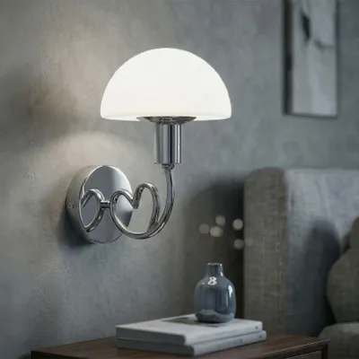 Obrázok produktu pre Nástenná lampa z kovu a skla, strieborná 23x15x22 cm