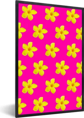 Produktbild von MuchoWow® MuchoWow® Gerahmtes Poster Blumen - Gelb - Muster 60x90 cm - Poster mit zchwarzem Bilderrahmen - Kunst