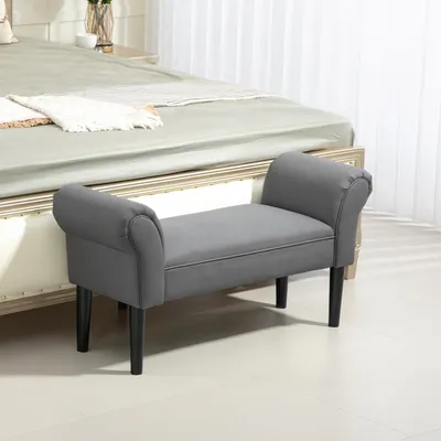 Produktbild von Polsterbank Schlafzimmer, Bettbank gepolstert, Sitzbank Segelstoff, Dunkelgrau | 102 x 36 x 51 cm | 7,6 kg
