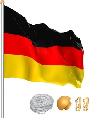 Produktbild von Yakimz Aluminium Fahnenmast 6,50m inkl Seilzug inkl Deutschlandfahne Flaggenmast Mast Flagge Alu