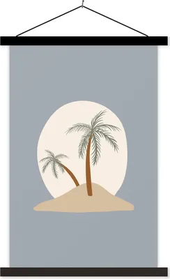 Produktbild von MuchoWow® Textilposter Palme - Pastell - Blau - Sonne 120x180 cm mit schwarzem Rahmen - Fotos