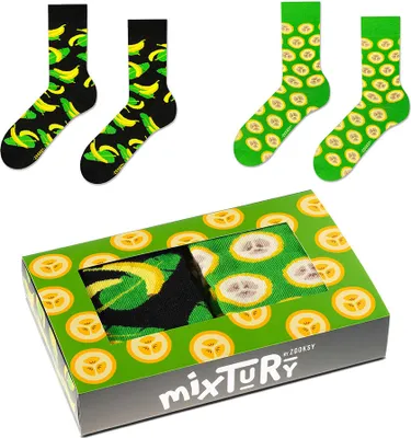 Produktbild von ZOOKSY - Lustige Bunte Socken für Damen und Herren (2 Paar) I Funny Socks I Verrückte Motivsocken mit Baumwolle I Bunt Motiv Socke I Banane Motive I Große: 36-40