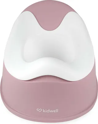 A pink and white potty for a baby.