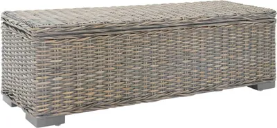 Image de Boîte de rangement Gris 110 cm Rotin kubu naturel et acajou