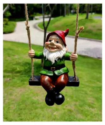 Produktbild von Lustige Gartenzwerge auf Schaukel, hängende Zwergfiguren für den Garten
