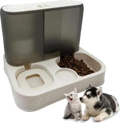 Produktbild von Automatischer Futter- und Wasserspender für Katzen, Futterspender für Katzen mit großer Kapazität, All-in-One Schwerkraftfutterspender für kleine Hunde, Welpen, Katzen, Haustiere（weiße）