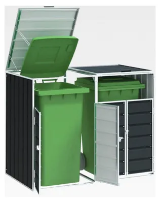 Produktbild von Mülltonnenbox für 2 Tonnen in Anthrazit 144x81x113 cm aus Stahl