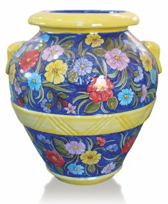 Produktbild von Casa Padrino Luxus Barock Terracotta Blumenvase Blau / Bunt / Gelb - Verschiedene Größen