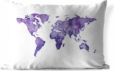 Produktbild von MuchoWow® Outdoor Kissen - Weltkarte - Aquarell - Violett - 50x30 cm - Wetterfest - Lounge Kissen - Sofa kissen - Wohnzimmer Dekoration
