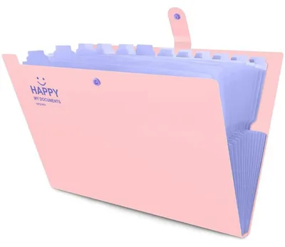 Immagine prodotto di Cartella portadocumenti A4 con 12 scomparti, espandibile, con chiusura a pressione, color rosa