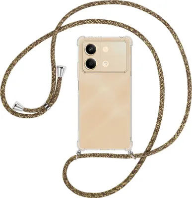 Produktbild von Handykette Backcover-Schutzhülle mit Band (Metall silberfarben) für Xiaomi Redmi Note 13 Pro 5G - braun+beige