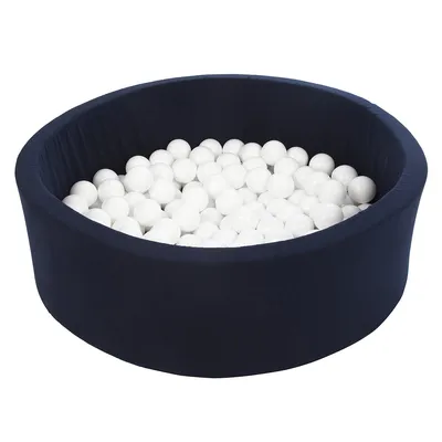 Image de Piscine à balles aire de jeux + 150 balles bleu marine-blanches