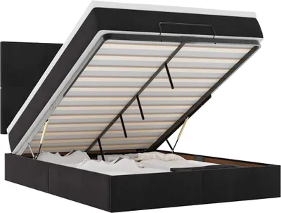 Produktbild von vidaXL Ottoman-Bett mit Matratzen & LEDs Schwarz 140x190 cm Samt