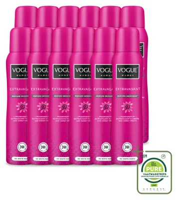 Immagine prodotto di 12 confezioni di deodorante profumato "Vogue Women", formato grande (150 ml) - confezione da 12 pezzi