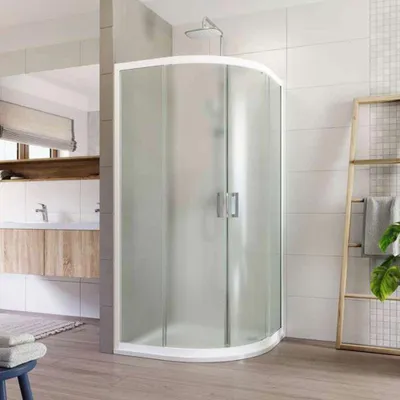 Productafbeelding van Mereo douchecabine, Lima, kwartcirkel, R 550, schuifdeur, 90x90 cm, wit aluminium, glas Point - CK608B02K