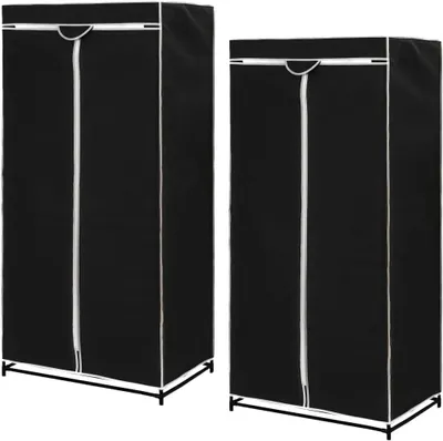 Image de Armoire avec tiroirs - Meuble de rangement - Pour ranger les vêtements - Deux compartiments - 75 x 50 x 160 cm - Noir