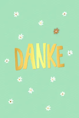 Produktbild von Danke Handmade Danksagung Blümchen Glückwunschkarte mit Umschlag