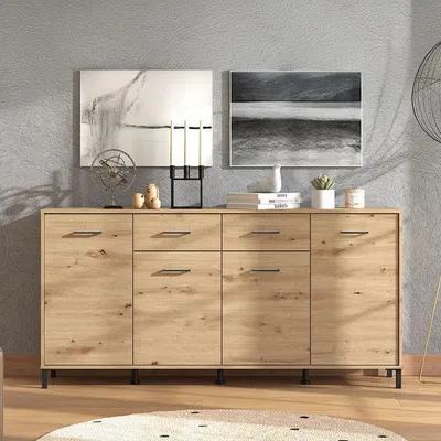 Produktbild von Grondona - Anrichte, 183x40x90 cm, Eiche Nussbraun, 2 Schubladen