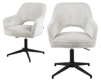 Produktbild von 2er Set höhenverstellbare Esszimmerstühle, Bürostühle & Konferenzstühle, 360° drehbar mit Taschenfederkern, ergonomisch gepolstert, modernes Metallgestell, Cordstoff Beige