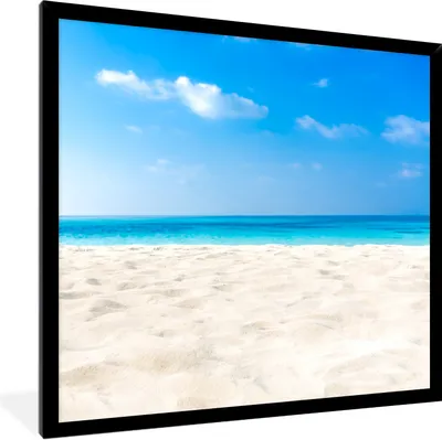 Produktbild von MuchoWow® Gerahmtes Poster Strand - Meer - Sand 40x40 cm - Poster mit Schwarzem Bilderrahmen Wandposter Rahmen Foto Bilder - Mit Rahmen - Wanddekoration Schlafzimmer