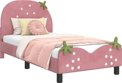 Produktbild von vidaXL Kinderbettgestell mit Kopfteil Rosa 80 x 160 cm Samt