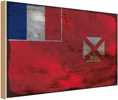 Produktbild von vianmo Holzschild 20x30 cm Wallis und Futuna Rost Flagge Fahne Wappen
