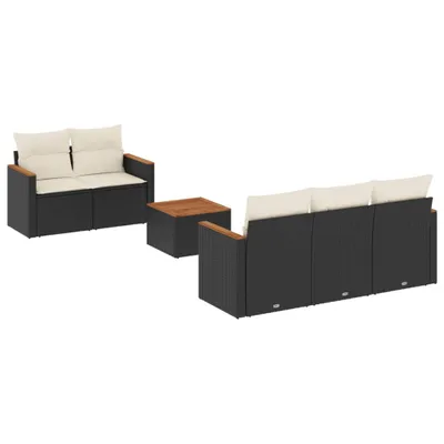 Produktbild von vidaXL 6-tlg. Garten-Sofagarnitur mit Kissen Schwarz Poly Rattan