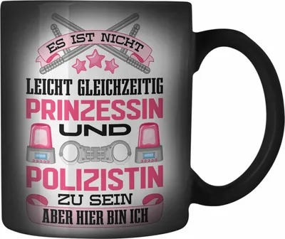 Produktbild von Trendation - Polizistin Geschenk Farbwechsel Zauber-Tasse mit Spruch Geschenke Polizei Frauen Lustig Blaulichtmilieu (Schwarz)