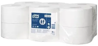 Obrázok produktu pre Toaletný papier, T2 systém, 2-vrstvový, priemer: 19,5 cm, Advanced "Mini Jumbo", biela