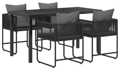 Immagine prodotto di Set da pranzo da giardino vidaXL, 5 pezzi, nero e antracite, 140 x 80 x 73 cm
