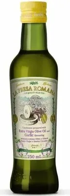 A bottle of garlic-infused olive oil.