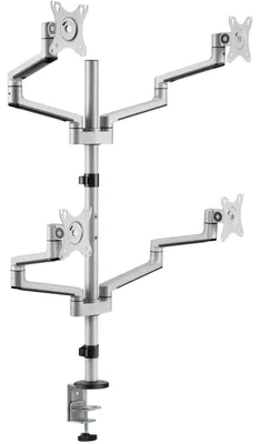 Image de LogiLink BP0211 Bras pour quatre écrans LogiLink, longueur du bras : 447 mm, argent