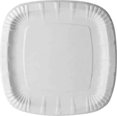 Produktbild von 100 Pappteller Imbissteller Kuchenteller eckig FF 24 x 24 x 2 cm weiß