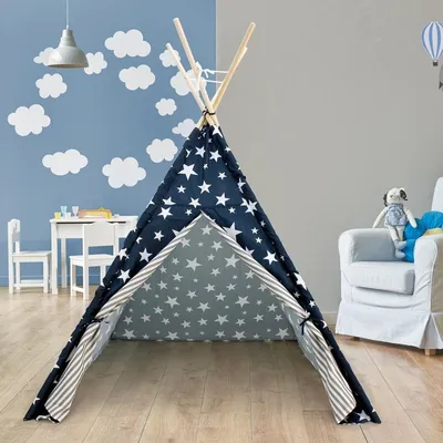Produktbild von KidCollection Tipi-Zelt - 103 x 103 x 160 cm - Blau/Weiß