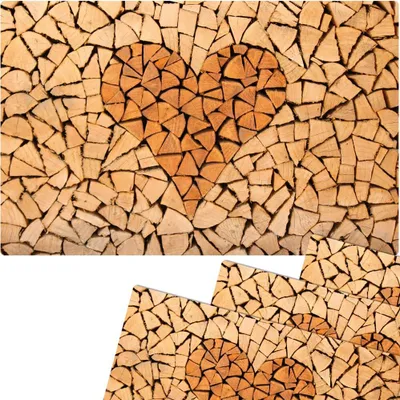 Produktbild von Abwaschbare Tischsets 4er Set Landhaus-Stil Herz Holz-Optik