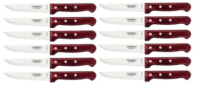 Produktbild von Steakmesser Gaucho 12er Set Edelstahl - Griffe Rot aus Echtholz TRAMONTINA