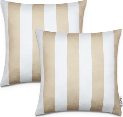 Produktbild von 2er Set Kissenbezug 45x45 Dekokissen Kissenhülle Streifen Indoor Outdoor Deko