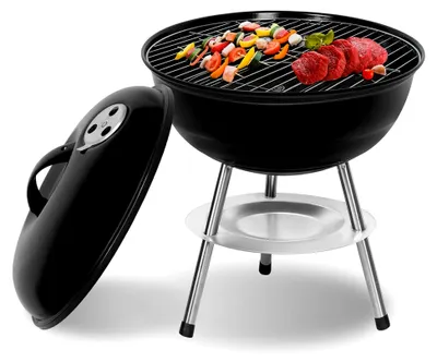 Produktbild von Tragbarer Holzkohlegrill, zerlegbar, für Grillen im Freien, Garten, Camping und Picknick (für 3-5 Personen)