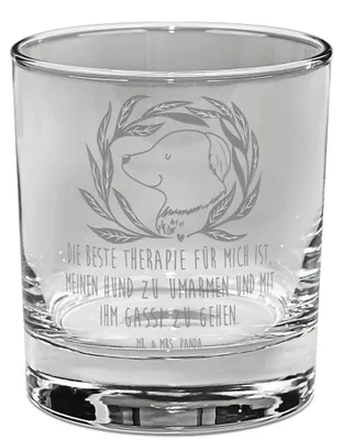 Produktbild von Mr. & Mrs. Panda Tumbler Hund Blumen - Transparent - Geschenk, Whiskyglas, Old Fashioned Glas, Hunde, Hundespruch, Whiskey, Umarmen, Gassi gehen, Haustier