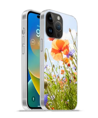 Produktbild von MuchoWow® Handyhülle Schutzhülle Hülle für Apple iPhone 14 Pro Max Blumen - Mohn - Frühling - Natur - Rot - Blau Silikon Softcase Handy Hülle - Hardcover