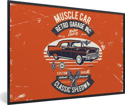 Produktbild von MuchoWow® MuchoWow® Gerahmtes Poster Auto - Orange - Oldtimer - Zitat 30x20 cm - Poster mit zchwarzem Bilderrahmen - Kunstdruck - Bild-Poster