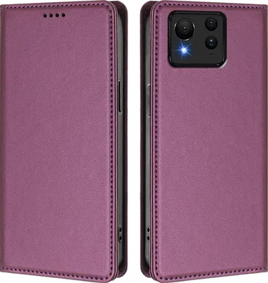 Image de Étui en cuir pour Asus Zenfone 11 Ultra, étui à rabat magnétique en cuirPolyuréthaneavec support, violet