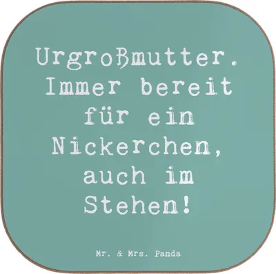 Produktbild von Mr. & Mrs. Panda Untersetzer für Gläser Spruch Urgroßmutter Nickerchen - Meeresbrise - Geschenk, Ruhepause, Coaster, gläseruntersetzer, Tassenuntersetzer, Gelassenheit